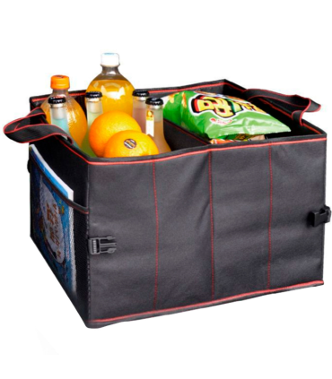 Tradineur - Organizador de maletero de coche, bolsa de almacenamiento plegable para vehículo, poliéster, incluye asas y bolsillos laterales, 38,5 x 31,5 x 25 cm