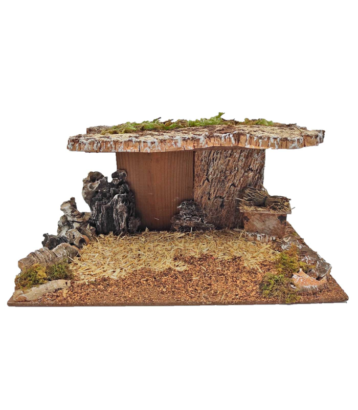 Tradineur - Cueva de corcho para figuras del nacimiento de 8-10 cm, portal, pesebre para belén navideño 11 x 24 x 13 cm, figura decorativa navidad, decoración tradicional