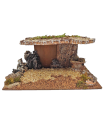 Tradineur - Cueva de corcho para figuras del nacimiento de 8-10 cm, portal, pesebre para belén navideño 11 x 24 x 13 cm, figura decorativa navidad, decoración tradicional