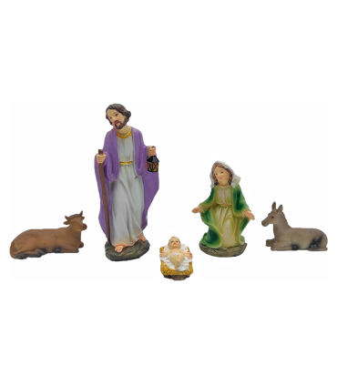 Tradineur - Figuras nacimiento niño Jesús, Virgen María, José, 14 cm, marmolina y resina fina, figuras decorativas belén navideño, pesebre, navidad, decoración tradicional