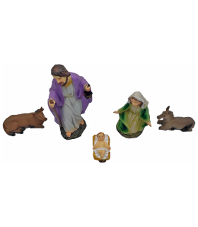 Tradineur - Figuras nacimiento niño Jesús, Virgen María, José, 14 cm, marmolina y resina fina, figuras decorativas belén navideño, pesebre, navidad, decoración tradicional