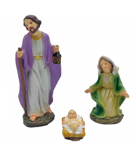 Tradineur - Figuras nacimiento niño Jesús, Virgen María, José, 14 cm, marmolina y resina fina, figuras decorativas belén navideño, pesebre, navidad, decoración tradicional