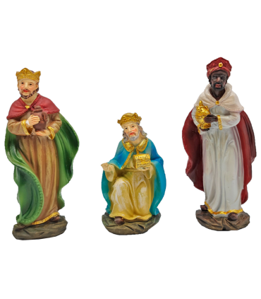 Tradineur - Reyes magos para belén navideño, durexina, figuras decorativas nacimiento, pesebre, navidad, decoración tradicional, 14 cm