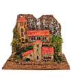 Tradineur - Pueblo de montaña para belén navideño, resina y corcho, monasterios, edificios decorativos nacimiento, pesebre, navidad 11 x 15,5 x 9 cm, modelo aleatorio