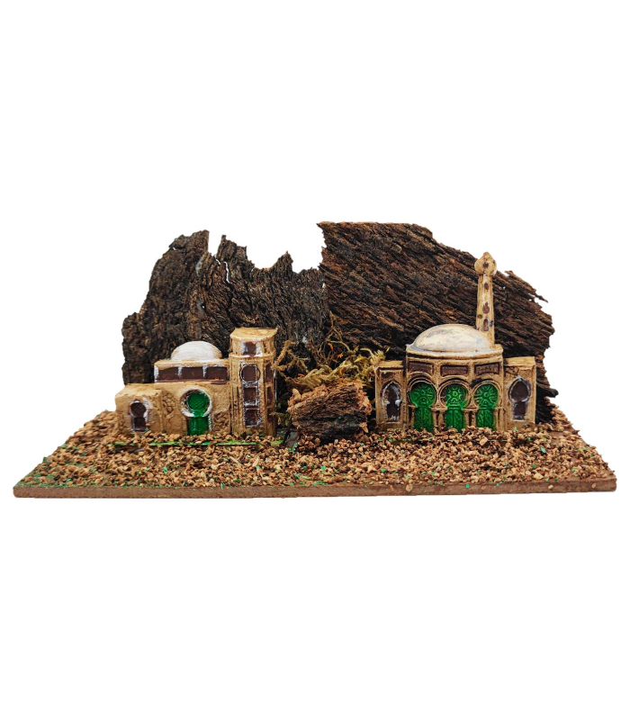 Tradineur - Pueblo rural para belén, corcho y resina, figura decorativa para nacimiento, pesebre, navidad, 7 x 16,5 x 7,5 cm, modelo aleatorio