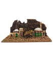 Tradineur - Pueblo rural para belén, corcho y resina, figura decorativa para nacimiento, pesebre, navidad, 7 x 16,5 x 7,5 cm, modelo aleatorio