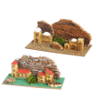 Tradineur - Pueblo rural para belén, corcho y resina, figura decorativa para nacimiento, pesebre, navidad, 7 x 16,5 x 7,5 cm, modelo aleatorio