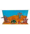 Tradineur - Set de 5 figuras anunciación para belén navideño 10 cm, durexina, figuras decorativas nacimiento, campesinos, ángel, pastores, pesebre, navidad, decoración tradicional