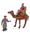 Tradineur - Figuras de reyes magos, camellos y pajes para belén navideño 12 y 7 cm, durexina, figuras decorativas nacimiento, pesebre, navidad, decoración tradicional