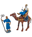 Tradineur - Figuras de reyes magos, camellos y pajes para belén navideño 12 y 7 cm, durexina, figuras decorativas nacimiento, pesebre, navidad, decoración tradicional