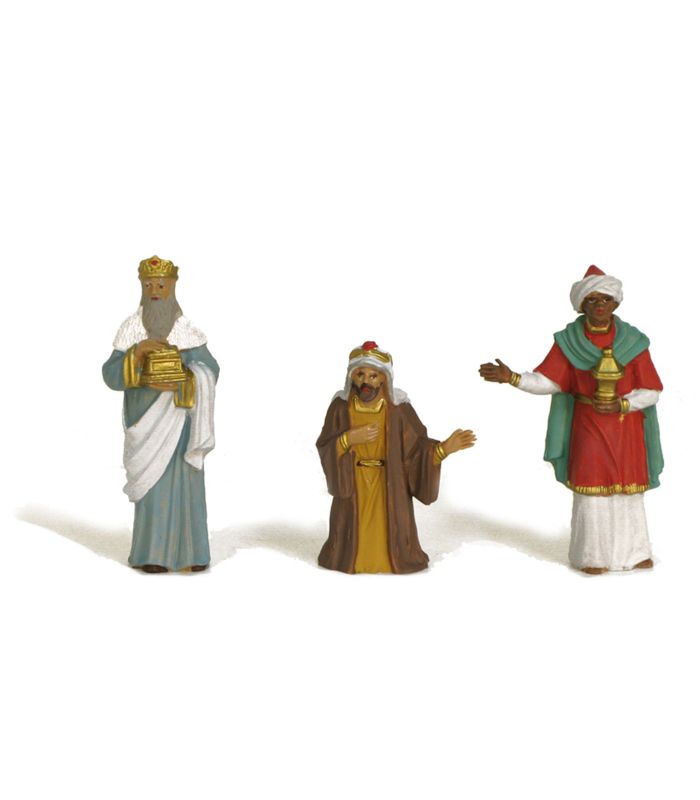 Tradineur - Figuras de reyes magos adorando para belén navideño 9,5 cm, durexina, figuras decorativas nacimiento, pesebre, navidad, decoración tradicional