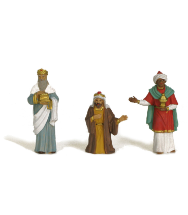 Tradineur - Figuras de reyes magos adorando para belén navideño 9,5 cm, durexina, figuras decorativas nacimiento, pesebre, navidad, decoración tradicional