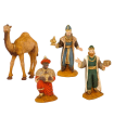 Tradineur - Figuras reyes magos adorando y camello para belén navideño 8 cm, durexina, figuras decorativas nacimiento, pesebre, navidad, decoración tradicional