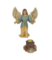 Tradineur - Set de 5 figuras belén navideño anunciación 4 y 5 cm, durexina, figuras decorativas nacimiento, campesinos, ángel, pesebre, navidad, decoración tradicional