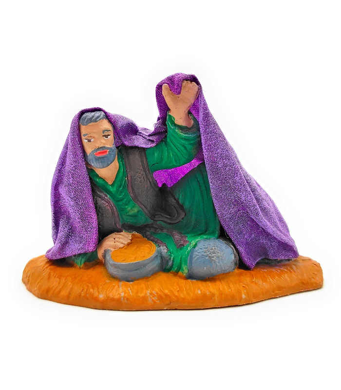 Tradineur - Figura de pastor tendido para belén navideño 9 x 6 x 5,5 cm, durexina, pastor acostado, figura decorativa nacimiento, pesebre, navidad, decoración tradicional