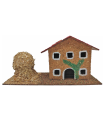 Tradineur - Casa de corcho y resina con pajar para belén navideño 12,5 x 26,5 x 10 cm, casa decorativa de pueblo, aldea para nacimiento, pesebre, navidad, decoración tradicional