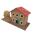 Tradineur - Casa de corcho y resina con pajar para belén navideño 12,5 x 26,5 x 10 cm, casa decorativa de pueblo, aldea para nacimiento, pesebre, navidad, decoración tradicional