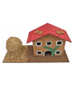 Tradineur - Casa de corcho y resina con pajar para belén navideño 12,5 x 26,5 x 10 cm, casa decorativa de pueblo, aldea para nacimiento, pesebre, navidad, decoración tradicional