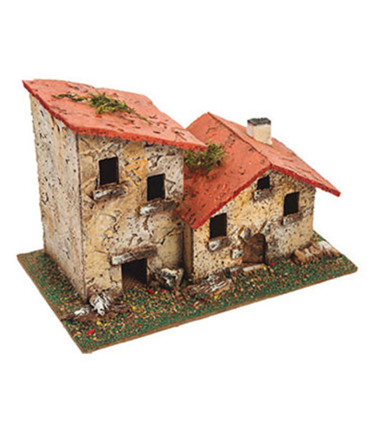 Tradineur - Grupo de casas rurales de corcho para belén navideño 11 x 15,5 x 9 cm, casas decorativas de pueblo, aldea para nacimiento, pesebre, navidad, decoración tradicional, modelo aleatorio