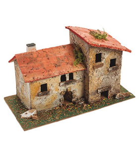 Tradineur - Grupo de casas rurales de corcho para belén navideño 11 x 15,5 x 9 cm, casas decorativas de pueblo, aldea para nacimiento, pesebre, navidad, decoración tradicional, modelo aleatorio