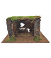 Tradineur - Cueva, portal de belén 14,5 x 27 x 15 cm para figuras del nacimiento de 8-10 cm, pesebre para belén navideño, corcho y resina, figura decorativa navidad, decoración tradicional