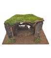 Tradineur - Cueva, portal de belén 14,5 x 27 x 15 cm para figuras del nacimiento de 8-10 cm, pesebre para belén navideño, corcho y resina, figura decorativa navidad, decoración tradicional