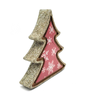 Tradineur - Figura decorativa sobremesa navideña, estrella/abeto de madera, repisa, chimenea, decoración navidad, hogar, 12/11 cm, modelo aleatorio