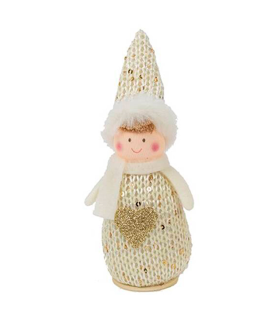 Tradineur - Muñeco de felpa navideño decorativo para mesas, estanterías, repisas, chimeneas, decoración navidad, hogar, 11 cm, modelo aleatorio