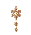 Tradineur - Colgante 3 copos de nieve, accesorio decorativo para colgar en árbol de navidad, decoración navideña del hogar, color dorado, 19 x 7,5 cm