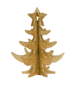 Tradineur - Abeto decorativo, árbol de navidad artificial en miniatura, mesa, repisa, ventana, decoración navideña del hogar, color dorado, 18 x 14 cm