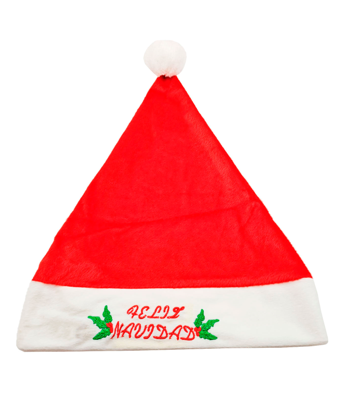 Tradineur - Gorro de papá noel, sombrero santa klaus tradicional, accesorio navideño, fiestas, celebraciones, navidad, unisex, adultos, rojo y blanco