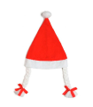 Tradineur - Gorro de mamá noel con trenzas, sombrero santa claus tradicional, accesorio navideño, fiesta, celebración, navidad, adulto, rojo y blanco