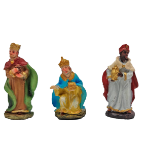 Tradineur - Reyes magos adorando para belén navideño, durexina, figuras decorativas nacimiento, pesebre, navidad, decoración tradicional, 7 cm