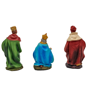 Tradineur - Reyes magos adorando para belén navideño, durexina, figuras decorativas nacimiento, pesebre, navidad, decoración tradicional, 7 cm