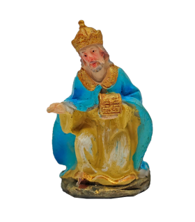 Tradineur - Reyes magos adorando para belén navideño, durexina, figuras decorativas nacimiento, pesebre, navidad, decoración tradicional, 7 cm