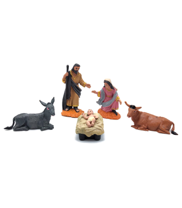 Tradineur - Set de 5 figuras del nacimiento de belén - Fabricado en Durexina - Figuras decorativas divertidas para nacimiento, navidad, decoración tradicional 