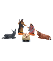 Tradineur - Set de 5 figuras del nacimiento de belén - Fabricado en Durexina - Figuras decorativas divertidas para nacimiento, navidad, decoración tradicional 