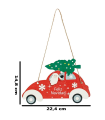 Tradineur – Adorno, coche colgante de madera "Feliz Navidad", decoración navideña festiva con cuerda para puerta, árbol, pared, 22,4 x 14,8 x 0,2 cm, modelo aleatorio