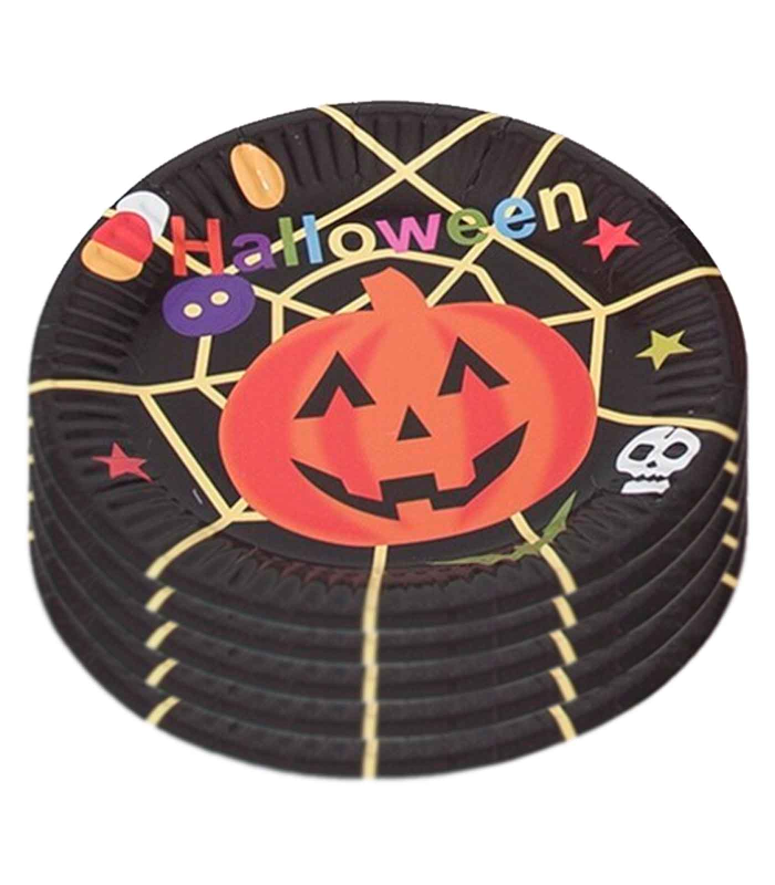 Tradineur - Set de platos de cartón desechables para Halloween - Ideal para compartir en halloween con amigos o familiares - 10 Unidades - Ø 23,5 cm 