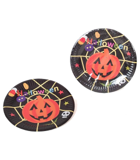 Tradineur - Set de platos de cartón desechables para Halloween - Ideal para compartir en halloween con amigos o familiares - 10 Unidades - Ø 23,5 cm 