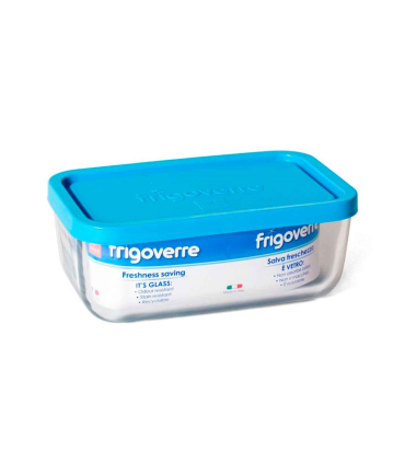 Frigoverre - Fiambrera rectangular de cristal con tapa de plástico, contenedor para alimentos de vidrio, 370 cl, 26 x 21 x 10 cm