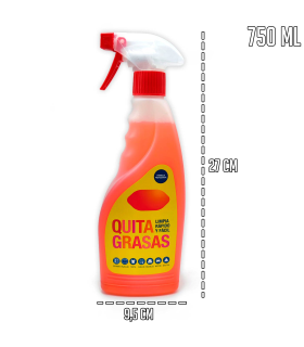 Tradineur - Quitagrasas - Quita grasa, aceites, residuos alimenticios, orgánicos y vegetales - Spray incluido - Capacidad de 750 ml..