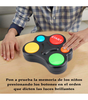 Tradineur - Juego de memoria con luces y sonidos, memorizar secuencias de colores, juego de mesa, interacción, habilidad, funciona con pilas, 10 x 8,5 x 2,5 cm