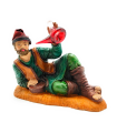 Tradineur - Figura de pastor con porrón y berretina para belén navideño 8,5 x 11 x 5,5 cm, durexina,figura decorativa pastor con botella de licor, nacimiento, pesebre, navidad, decoración tradicional