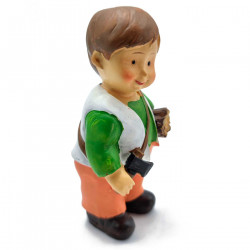 Tradineur - Figura de pastor con leña para Belén - Estilo naïf - Marmolina - Figura decorativa divertida para nacimiento, navida