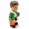 Tradineur - Figura de pastor con leña para Belén - Estilo naïf - Marmolina - Figura decorativa divertida para nacimiento, navida