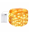 Tradineur - Alambre de 100 luces LEDs navideñas a pilas (no incluidas) - Apto para interiores - Función de luz foja e intermitente - 10 Metro - Color Blanco