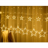 Tradineur - Cortina de luces LED con estrellas, guirnalda luminosa para interior, 9W, incluye mando regulador, Navidad, ventana,