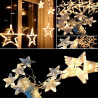 Tradineur - Cortina de luces LED con estrellas, guirnalda luminosa para interior, 9W, incluye mando regulador, Navidad, ventana,