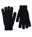 Tradineur - Guantes cortos de punto - 21 cm - Tela acrílica suave y cálida - Accesorios para otoño e invierno - Color Negro